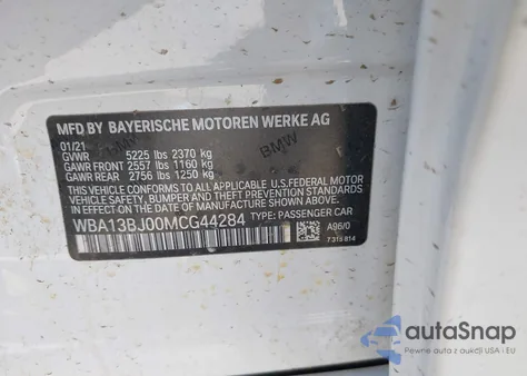 2021 BMW 530I xDrive from USA, damaged, VIN WBA13BJ00MCG44284